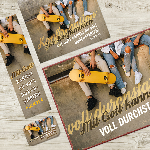 Geschenkset Konfirmation – Mit Gott durchstarten (Skateboard)