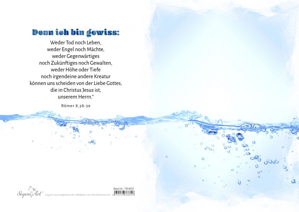 Urkunde – Taufe – Wasser